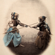 Japan: spear-men wearing protective clothing and masks. Coloured photograph by Felice Beato, ca. 1868